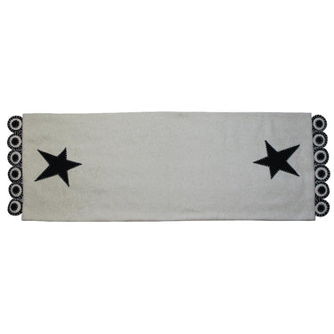 Cream & Black Star Table Runner TR570005 - The Fox Decor